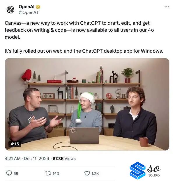 ChatGPT Canvas免费啦！集成Python仿真器，支持在线修Bug，生产力飙升