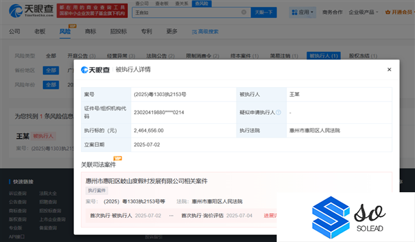 进军AI领域二次创业后王自如再成被执行人执行标的超246万